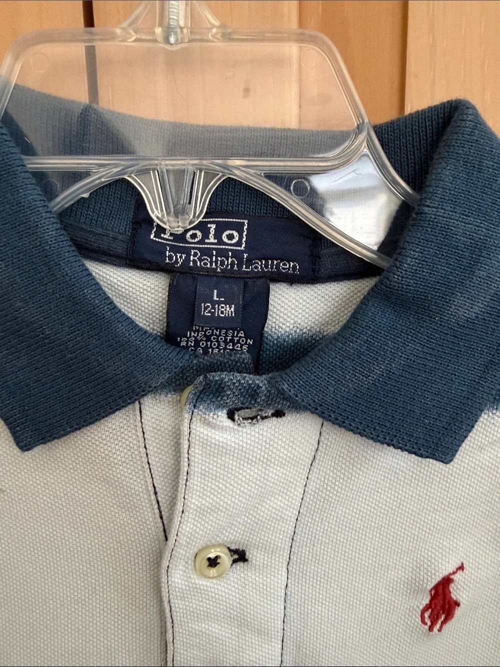 12-18 M Ralph Lauren Boys' Navy & White Striped Polo Shirt